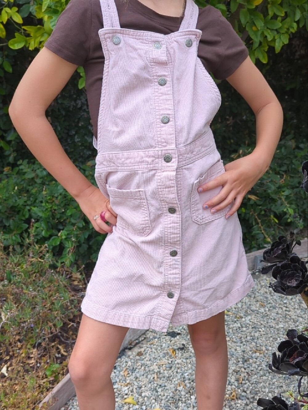 Old Navy Light Pink Button-Front Pinafore Dress